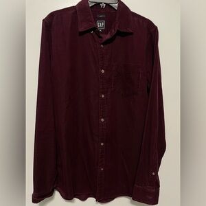 GAP Men's Burgundy Corduroy Casual Shirt Medium Slim
